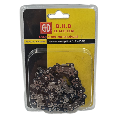 B.H.D BHD00258 3/8'' 1.3mm 28.5 Diş LP (Düşük Profil) Yuvarlak ve Çizgili Ağaç Kesme Motorlu Testere Zinciri