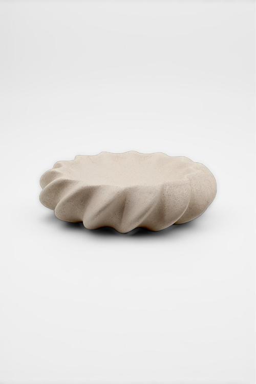 Fjora Bej Dokulu Bohem Seramik Obje Tabak (23x7 cm)