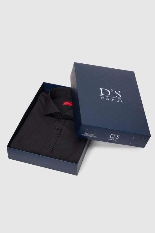 Slim Fit Siyah Kutulu Gömlek