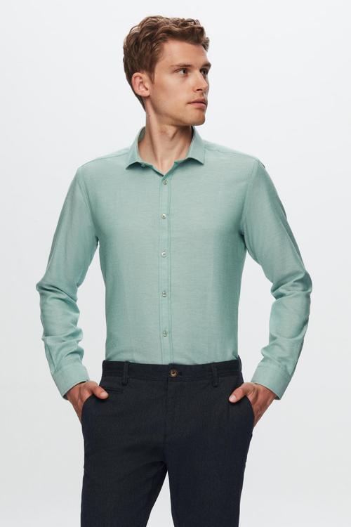 Twn Slim Fit Yeşil Oxford Gömlek
