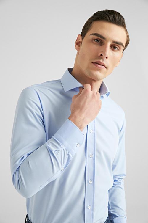 Slim Fit Mavi Nano Care Gömlek