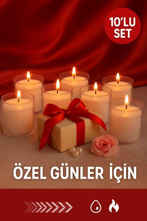 10’lu Set Şeffaf Plastik Mumluk  – Dekoratif, Dayanıklı ve Özel Günler İçin Şık Işık Çözümü