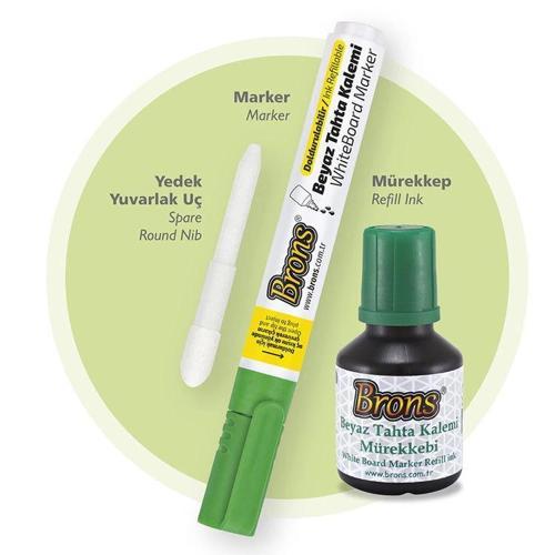 Doldurulabilir Tahta Kalemi Seti Yeşil (Kalem + Mürekkep + Yedek Uç)