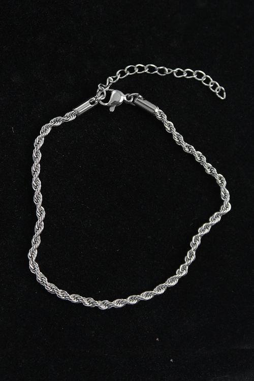 316L Çelik Burgu Model Gümüş Renk Erkek Bileklik