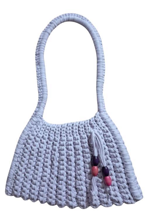 - Emine 9106 El Örgüsü Hasır Görünümlü Penye Kumaş Omuz Çantası - 26 x 19