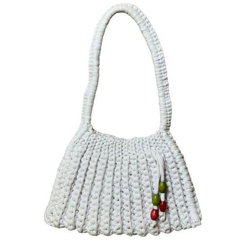 - Emine 9106 El Örgüsü Hasır Görünümlü Penye Kumaş Omuz Çantası - 26 x 19