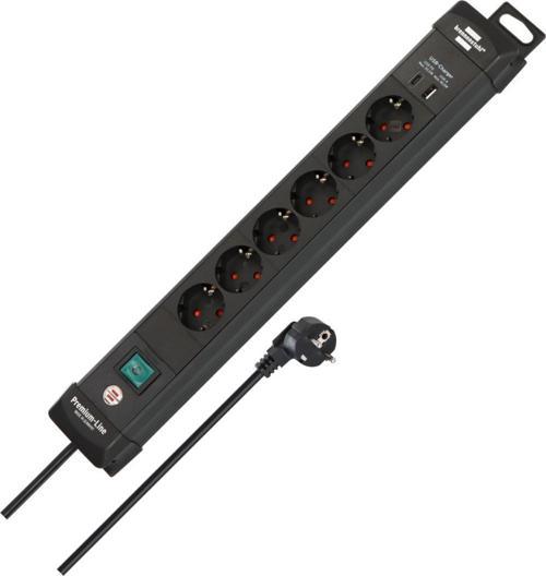 Brennenstuhl Premium-Line Serisi 6 Soketli USB-C 30W ve USB 18W Şarj Destekli 5 Yıl Garantili 3 Metre Uzatma Kablolu Pri