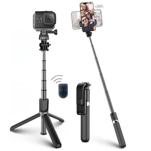 BUFFER® Fotoğraf Makinası ve Telefon Takılabilen 2si 1 Arada 2.2m Uzayan Selfie Çubuğu Kumandalı Tri