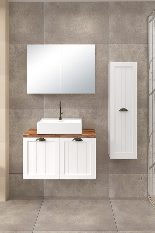 80 cm Aren Banyo Dolabı + 30 cm Aren Boy Dolabı