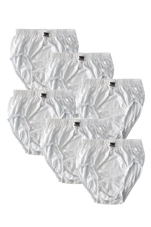 Erkek Çocuk 6'lı Paket Beyaz Kom Slip Külot Beyaz %100 Pamuklu