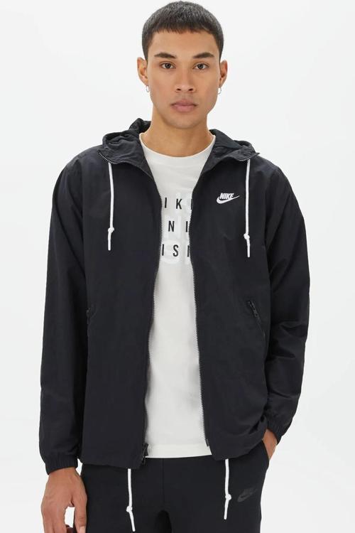 Club Woven Men's Full Zip Jacket Erkek Bol Kesim Dokuma Spor Ceket Siyah