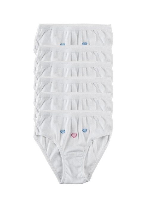 Kız Çocuk Beyaz 6'lı Paket Ince Bel Bato Işlemeli Külot