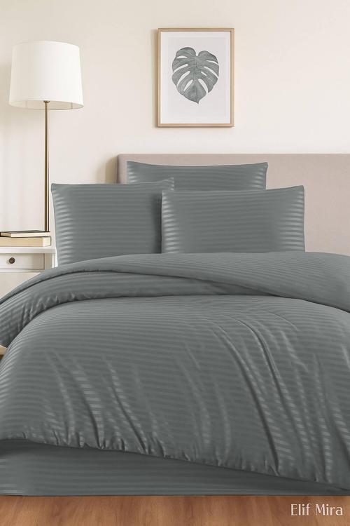 Aria Çizgi Saten Çift Kişilik Nevresim Takımı %100 Pamuklu