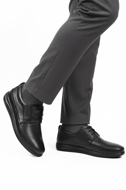 Siyah Bağcıklı Jel Taban Anatomik Hakiki Deri Erkek Casual Ayakkabı 478 M