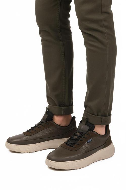 Haki Hakiki Deri Memory Foam Erkek Casual Ayakkabı 152-22487 M