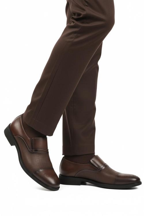 Kahve Hakiki Deri Kaymaz Taban Erkek Klasik Ayakkabı 380 M