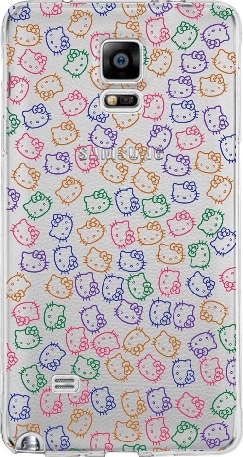 Samsung Galaxy Note 4 Kapak Hello Kitty Tasarımlı Şeffaf Silikon Kılıf