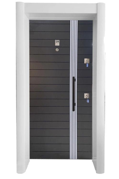 Çelik Kapı, Tırnaklı Sistem Çelik Kapı, Antrasit Kasalı Antrasit Düz Model Daire Kapısı Sol