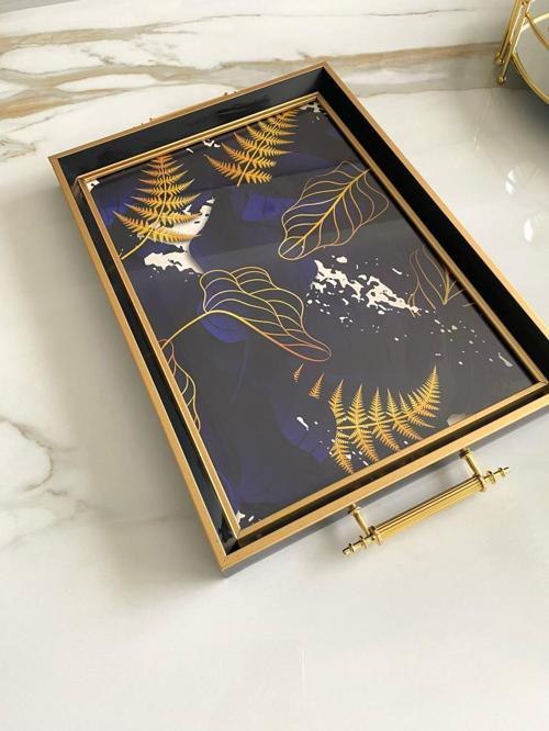 Desenli Çay Tepsisi ,lüx Çay Tepsisi,sunum Tepsisi Palmiye