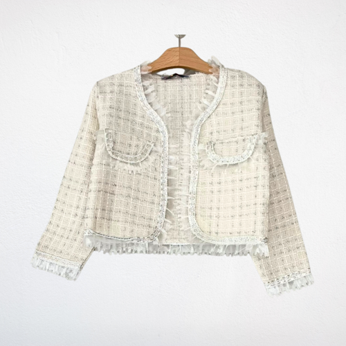 Ekru Kruvaze Ceket & Etek Takımı