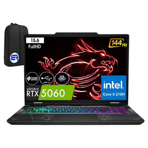 Msi Cyborg 15 B2RWFKG-207XTREP8 Core 5 210H 16GB 2tb SSD RTX5060 15.6'' 144Hz WIN11 Pro + Elektropasaj Çanta