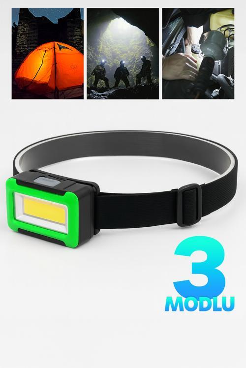 3 Modlu Pilli Kafa Lambası Kampçı Tamirci Balıkçı Outdoor Kafa Feneri Işığı 2068