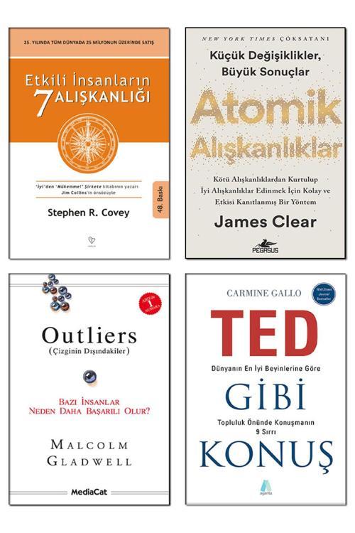 Outliers + Ted Gibi Konuş Carmine Gallo + Etkili İnsanların 7 Alışkanlığı + Atomik Alışkanlıklar