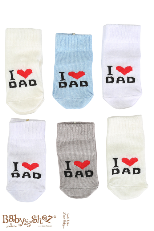 Pamuklu 6'lı Yenidoğan Erkek Bebek Çorap Dad Erkek