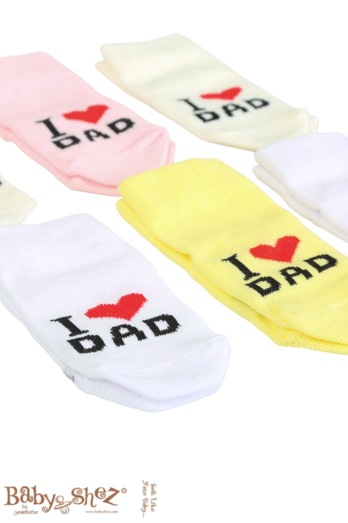 Pamuklu 6'lı Yenidoğan Erkek Bebek Çorap Dad Erkek