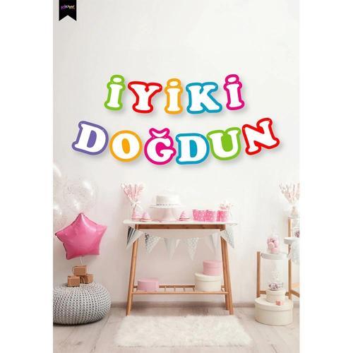 İyi ki doğdun Harf Afiş -Makaron Renkler-