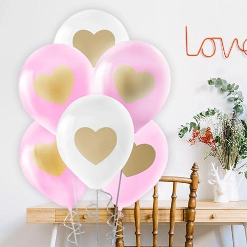 Metalik Kalp Baskılı Balon 11"