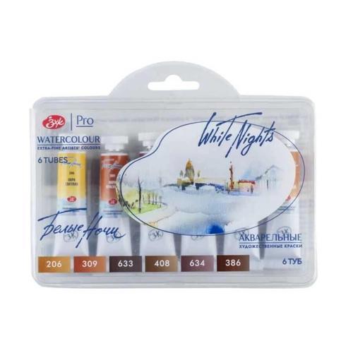 White Nights Tüp Sulu Boya Seti Natural Earths 6 Renk x 10 ml.