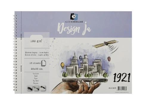 Design Ja İnce Dokulu Resim ve Eskiz Çizim Defteri 180 gr. 25x35 cm. 15 Sayfa