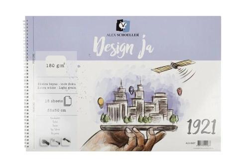 Design Ja İnce Dokulu Resim ve Eskiz Çizim Defteri 180 gr. 35x50 cm. 15 Sayfa