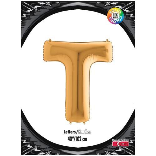 T Harf Altın Folyo Balon 40"
