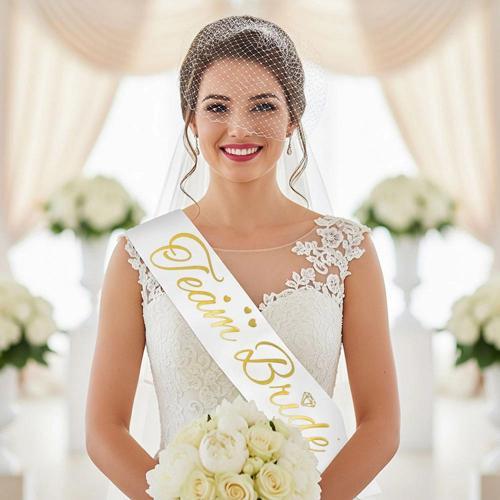 Team Bride Baskılı Varaklı Lüks Kuşak -Altın-