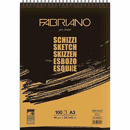 Schizzi Sketch Pad Spiralli Eskiz Çizim Defteri 90 gr. A3 100 yaprak