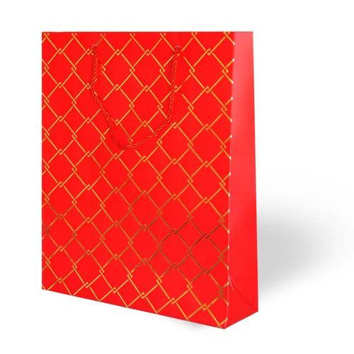 26x32 Lüks Petek Karton Çanta Varak Baskılı -Geometri Temalı-