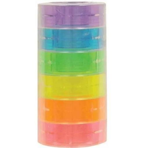 Kristal Şeffaf Bant Renkli Makaralı 19 mm. x 33 mt. 6'lı Paket