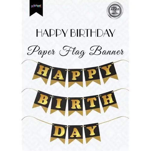 Happy Birthday Siyah Zemin Altın Harf Afiş