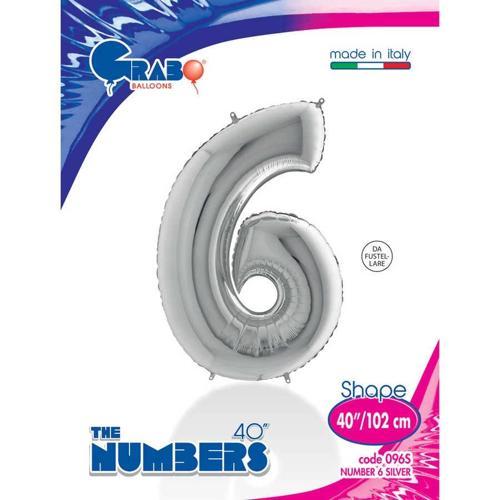 6 Rakam Supertrend Gümüş Folyo Balon 40"
