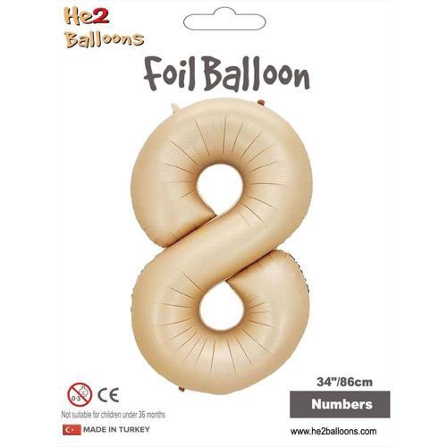 8 Rakam Karamel Folyo Balon 34"