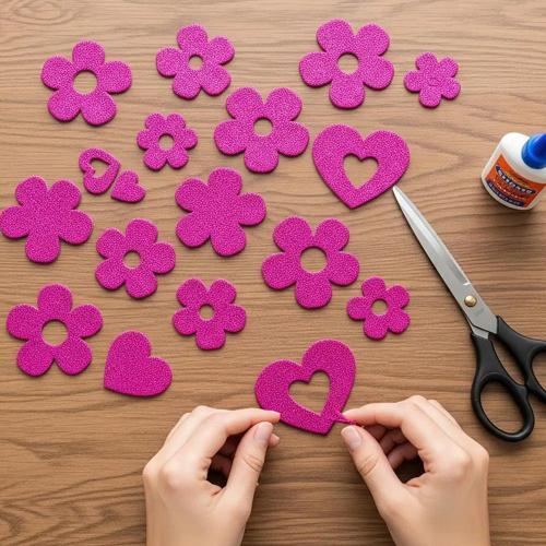 Simli Fuşya A4 Eva Tabaka