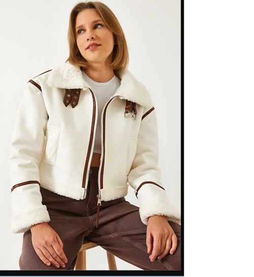 Lucci Kadın yakası kemerli lamine Sunni deri ceket (M) beden