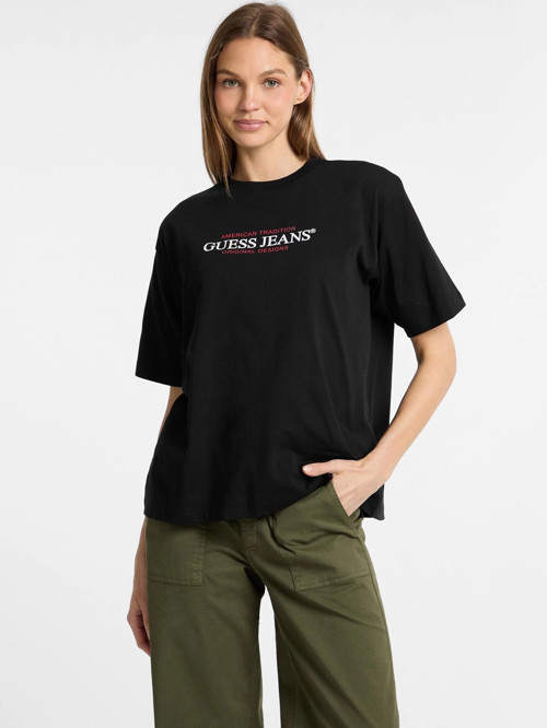 Gj Ss Cn Os Kadın Siyah Oversize Fit T-Shirt W4YI08K8HM0-JBLK