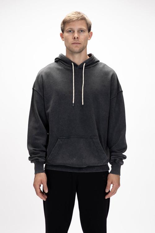 Acid Bear Kapüşonlu Siyah Oversize Erkek Sweatshirt
