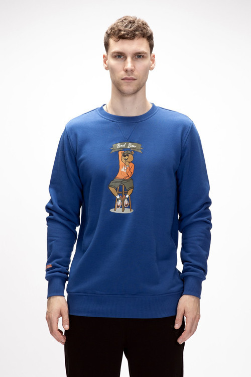 Acme Parlament Mavisi Erkek Baskılı Sweatshirt