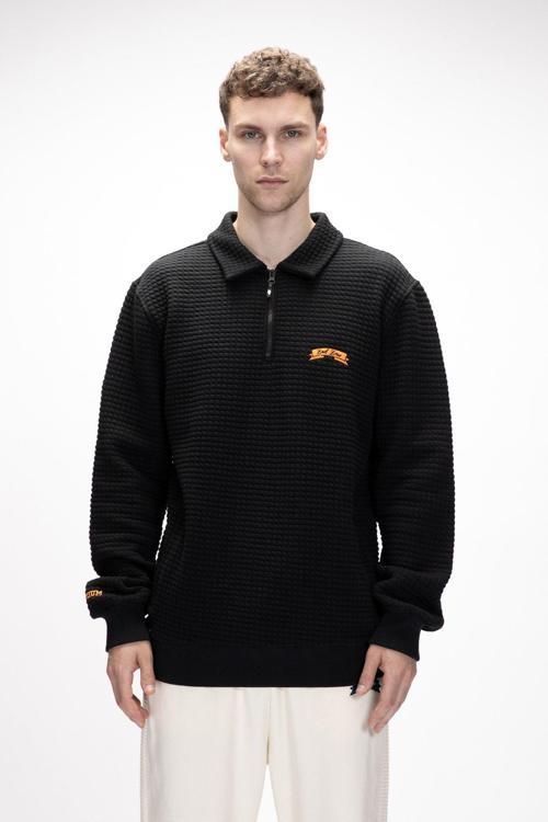 Diez Si̇yah Yarım Fermuarlı Erkek Sweatshirt