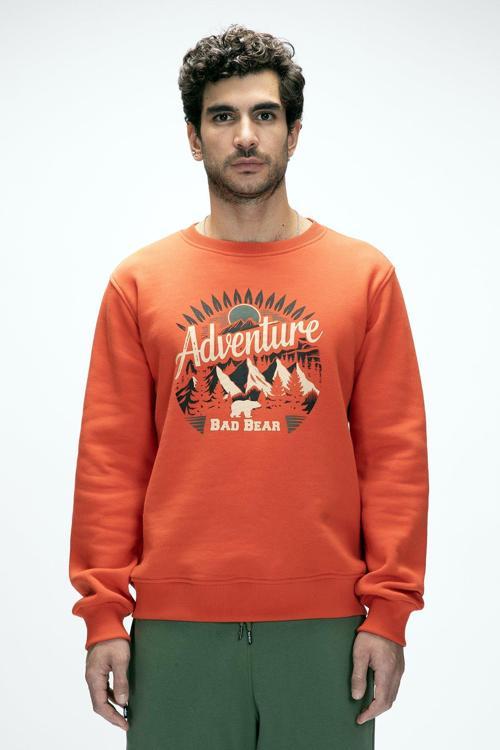 Adventure Tarçın Crewneck Erkek Baskılı Sweatshirt