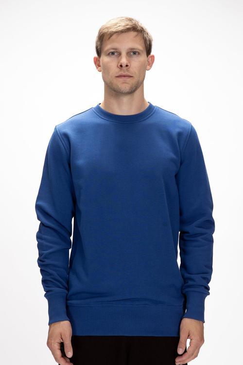 Corner Baskılı Parlament Mavisi Crewneck Erkek Sweatshirt
